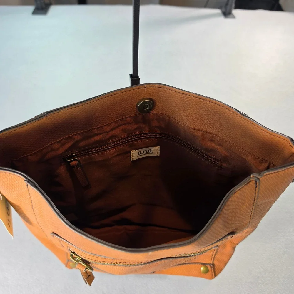 a.n.a A New Approach Harbor Bucket Crossbody Bag Cognac Brown Faux Leather NEW